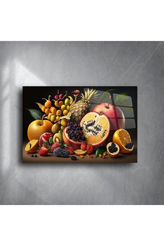 Tropik Meyve Temalı Temperli Cam Tablo