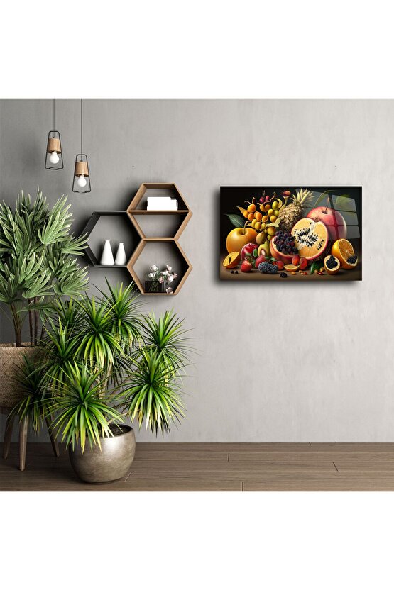 Tropik Meyve Temalı Temperli Cam Tablo