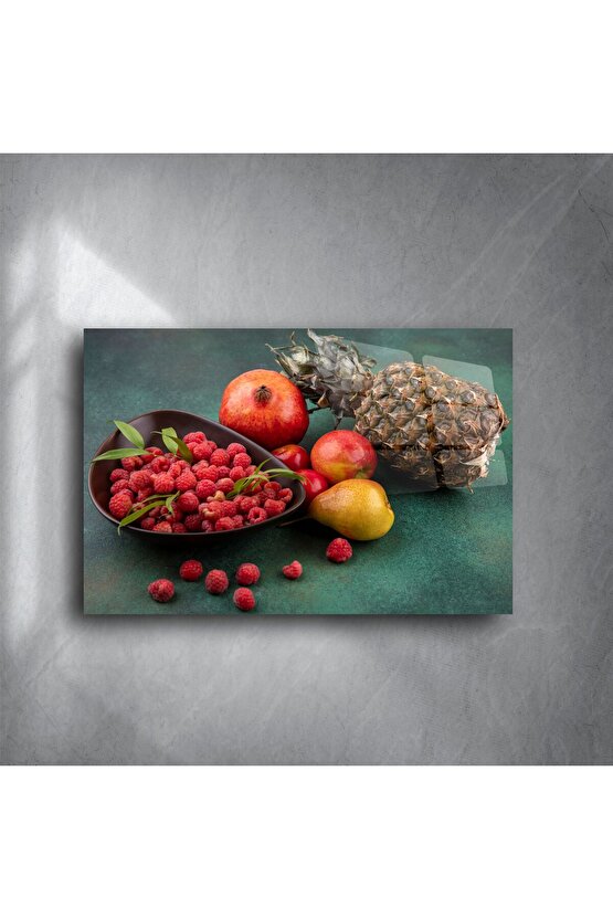 Renkli Tropikal Meyve Fotoğraflı Cam Tablo