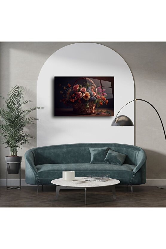 Rustik Sepetli Yapay Çiçek Aranjmanı