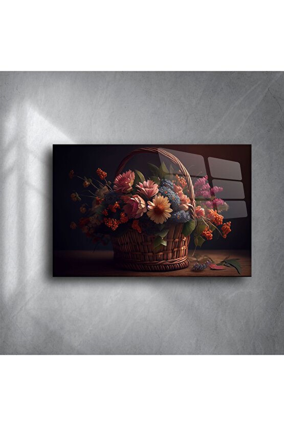 Rustik Sepetli Yapay Çiçek Aranjmanı