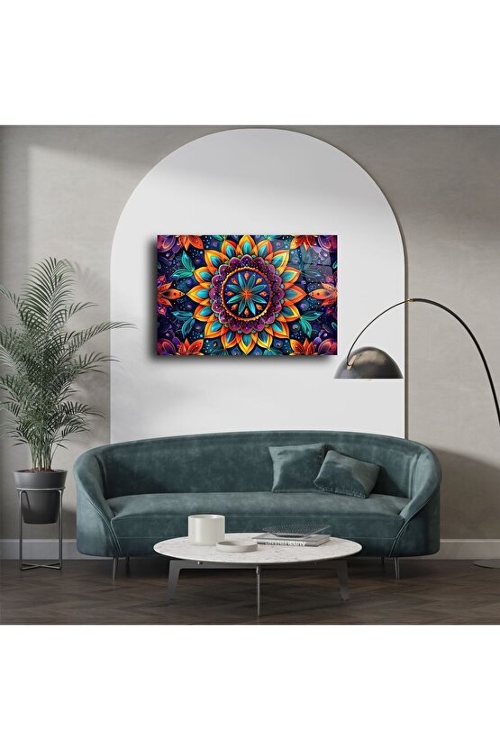 Renkli Mandala Cam Tablo