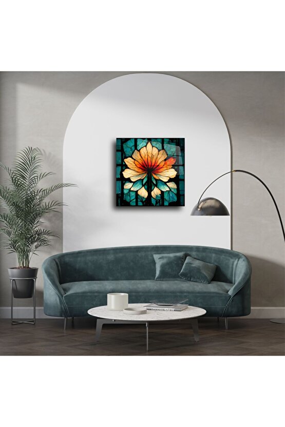 Renkli Cam Mozaik Çiçek Tablosu