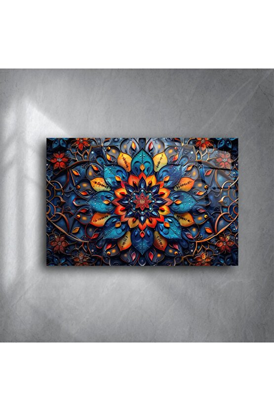 Mandala Çiçek Vitray Sanat Paneli