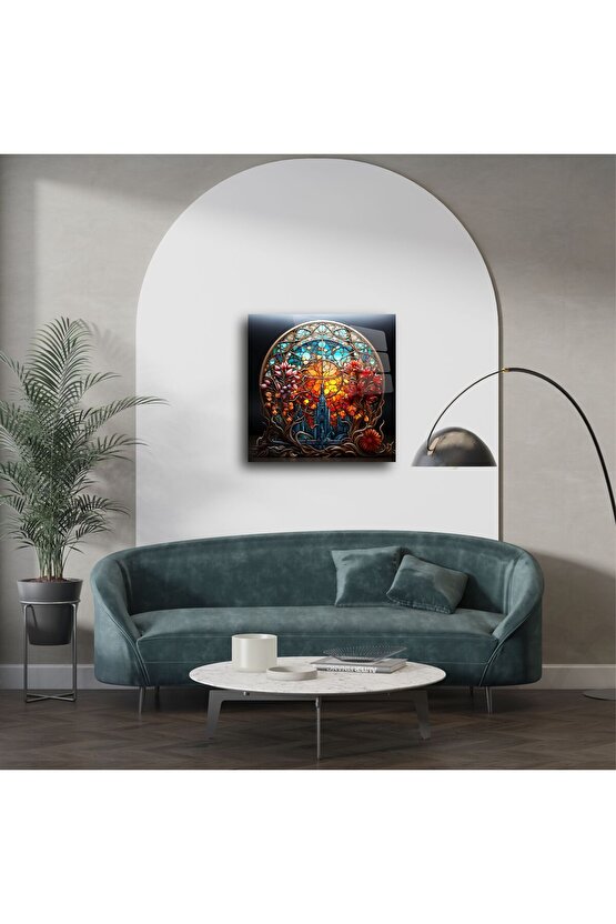 Gotik Vitray Stil Cam Duvar Tablosu