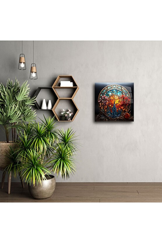 Gotik Vitray Stil Cam Duvar Tablosu