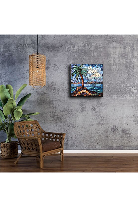 Tropikal Palmiye Cam Tablo
