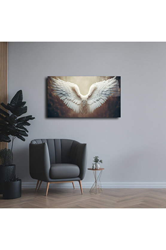 Melek Kanatları Cam Tablo Duvar Dekoru