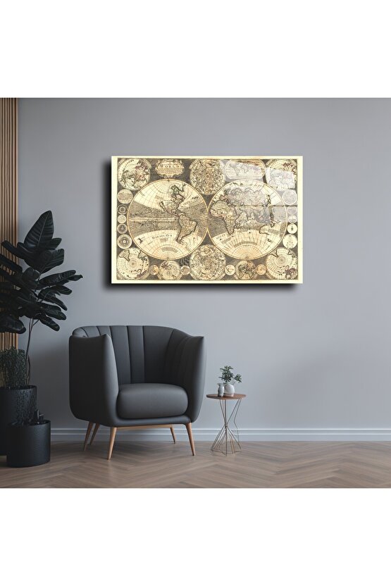 Harita Görseli Cam Tablo Duvar Dekoru 1