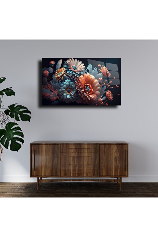 ÇiçekTemalı Cam Tablo Duvar Dekoru 1