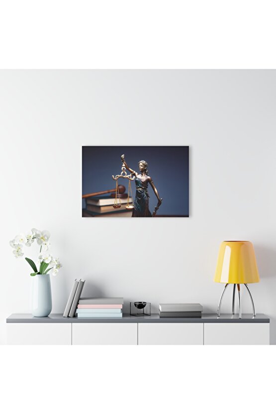 Adalet Terazisi Cam Tablo Duvar Dekoru 3