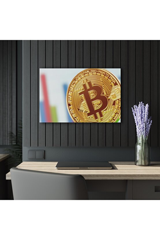 Bitcoin Kripto BTC Crypto Para 4 Cam Tablo Duvar Dekoru