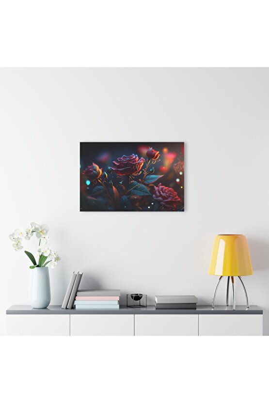 3D Boyutlu Gül Cam Tablo Duvar Dekoru 2