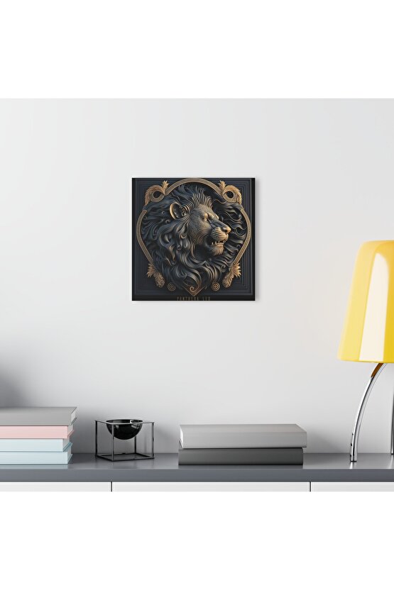 3d Aslan Cam Tablo Duvar Dekoru