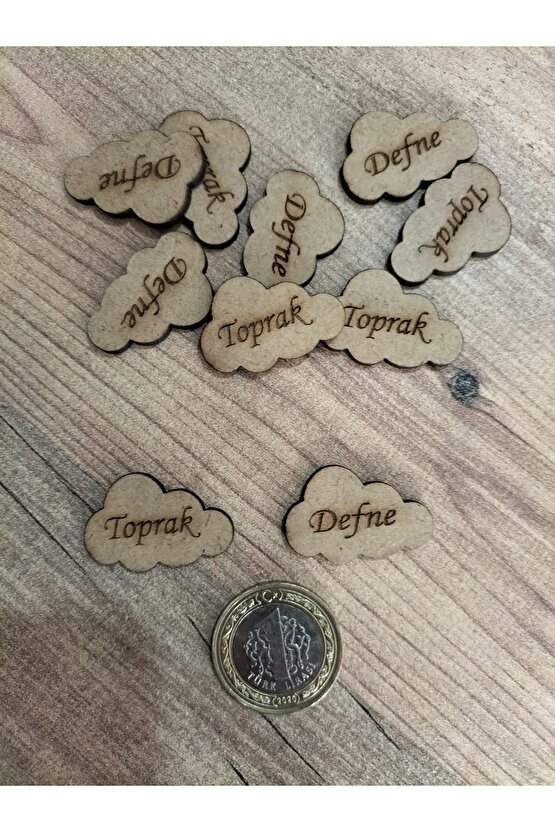 3x2 Cm Ham Ahşap Lazer Kesim Bulut Etiket Isimlik 20 Adet