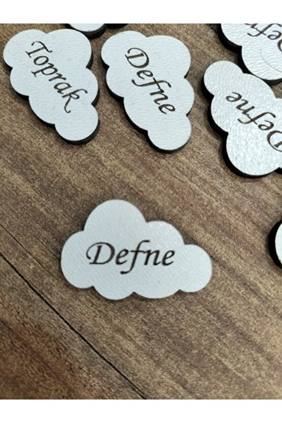 3x2 Cm Beyaz Ahşap Lazer Kesim Bulut Etiket Isimlik 50 Adet