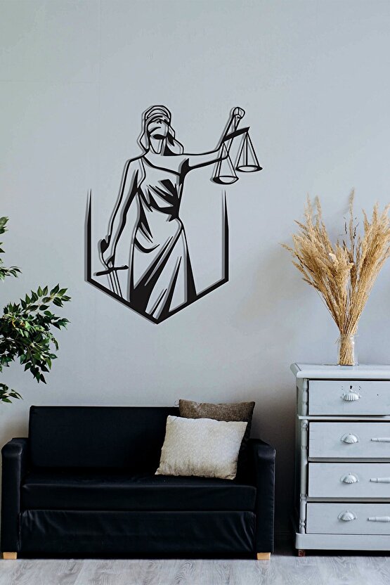Adalet Terazisi Hukuk Ofisi Lazer Kesim Duvar Dekoru 40*60 Mdf
