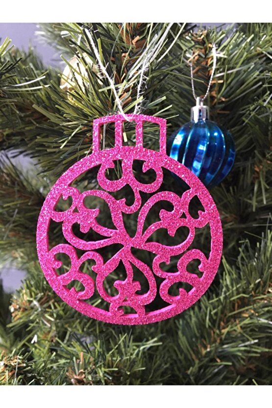 Pembe Eva Yılbaşı Ağacı Süsü 7,5x7,5 Cm 28li