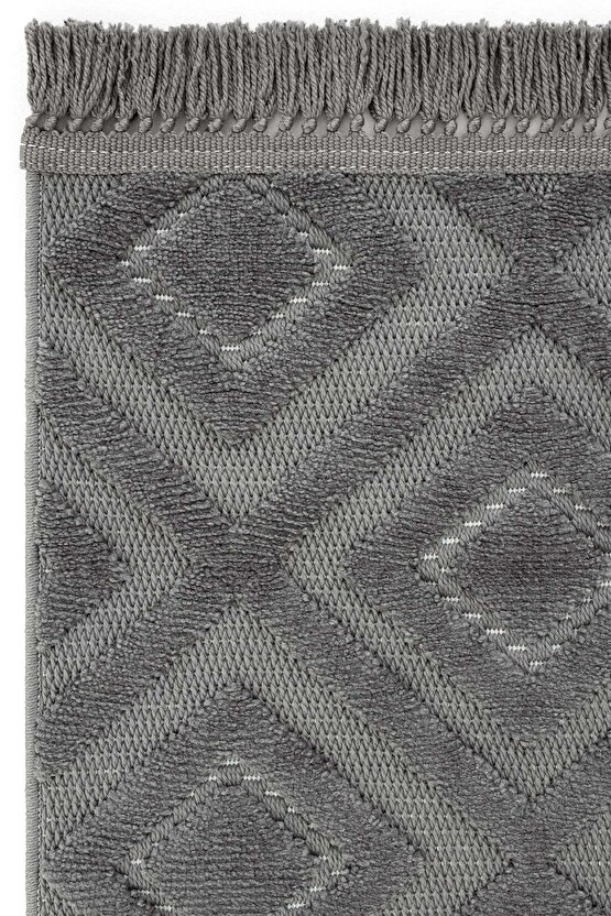 Dizayn Kaymaz Taban Koridor Halısı Kesme Yolluk Mutfak Halısı Modern Salon Halısı 1089 ANTRASİT