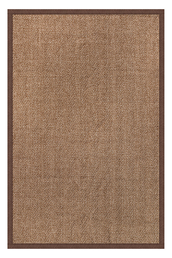 0503-Kahve Kumaş Bordür Sisal Halı Kilim Hav Toz Vermez Kolay Temizlenen Hasır Kilim