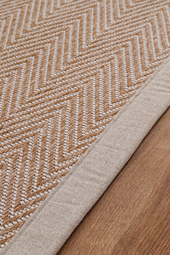 0408-Bej Kumaş Bordür Sisal Halı Kilim Hav Toz Vermez Kolay Temizlenen Hasır Kilim