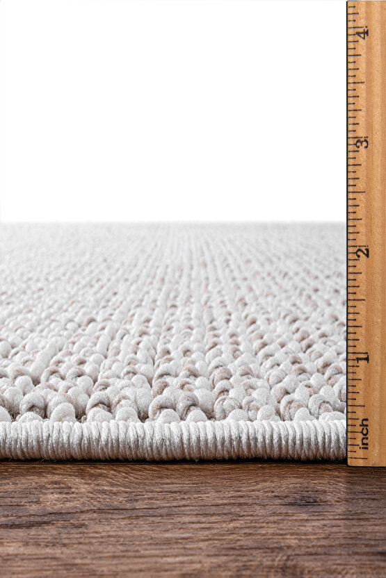 Mumbai 256 Bej - Beyaz Yumuşak Dokulu Halı Kilim Salon Mutfak Koridor  Yolluk Dokuma Makine Halısı