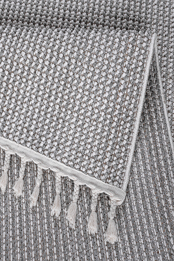 Mumbai 256 Gri - Beyaz Yumuşak Dokulu Halı Kilim Salon Mutfak Koridor  Yolluk Dokuma Makine Halısı