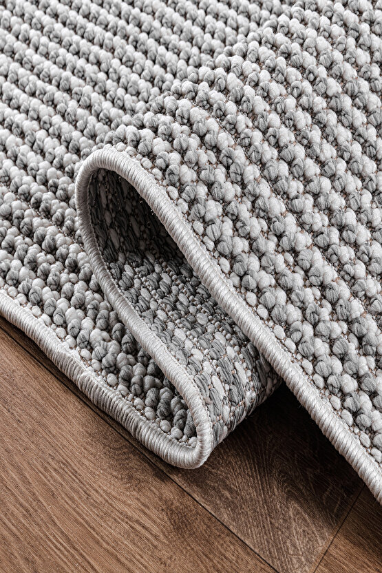 Mumbai 256 Gri - Beyaz Yumuşak Dokulu Halı Kilim Salon Mutfak Koridor  Yolluk Dokuma Makine Halısı