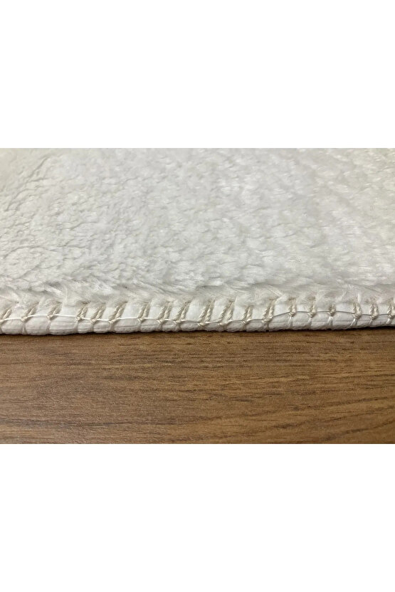 Puffy Gri Oval Örgü Saçaklı Peluş Yumuşacık Yıkanabilir Kaymaz Taban Halı Salon Oturma Odası