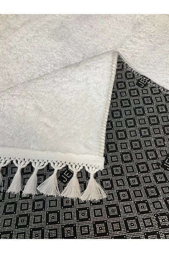 Puffy Gri Oval Örgü Saçaklı Peluş Yumuşacık Yıkanabilir Kaymaz Taban Halı Salon Oturma Odası