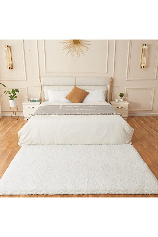 Gri Yıkanabilir Yolluk Kaymaz Taban Uzun Tüylü Yumuşak Halı Kaymaz Tüylenmez