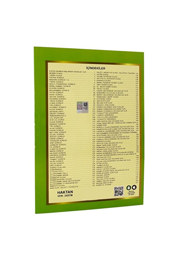 Yeşil Renk Orta Boy Yasini Şerif 192 Sayfa
