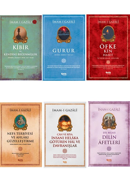 Imam-ı Gazali Serisi Gurur-kibir-nefs Terbiyesi-cah Ve Riya-öfke Ve Kin-dilin Afetleri 6lı Set