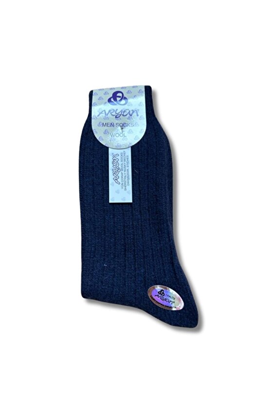 Lacivert Okul İş Kendinden Çizgili Erkek Çorabı 6 Çift