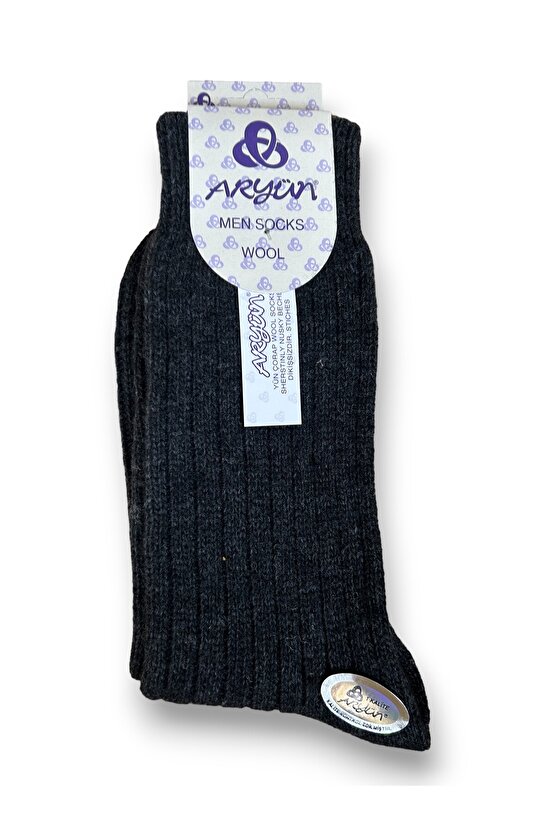 Antrasit Yünlü 6 Çift Erkek Çorap