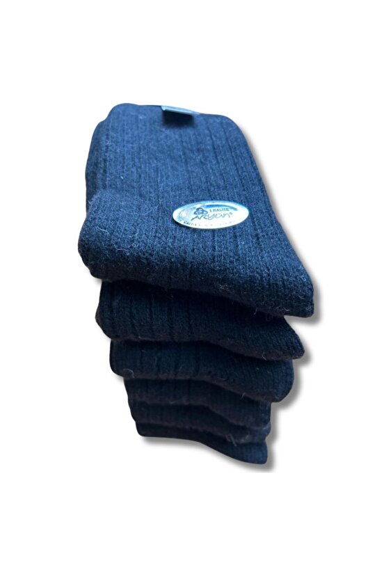 Erkek Saf Yün Siyah 6 Çift Kendinden Çizgili Okul İş Casual Çorap 4145 Numaralara Uygun