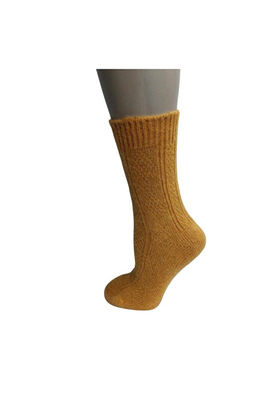 3LÜ SET DİKİŞSİZ RENKLİ YÜN SOKET KADIN ÇORAP