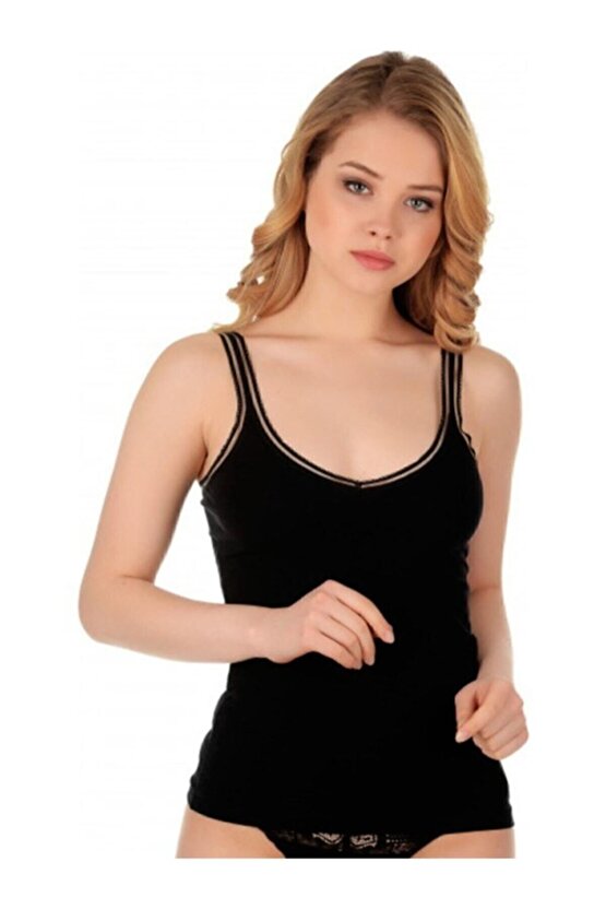 Kadın Siyah Askılı Atlet 553 3lü