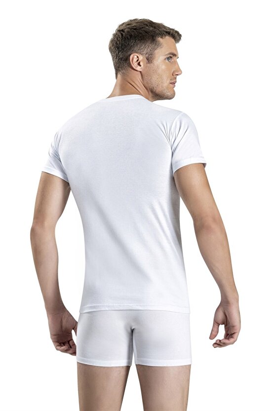 Erkek Beyaz Pamuklu Sıfır Yaka Fanila Atlet