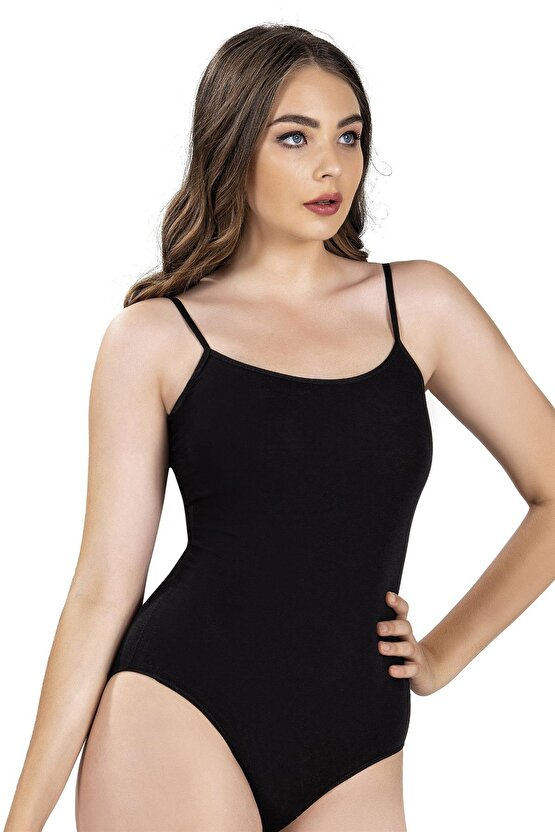 Kadın İp Askılı Kancalı Likralı Body 502 - 6 Adet