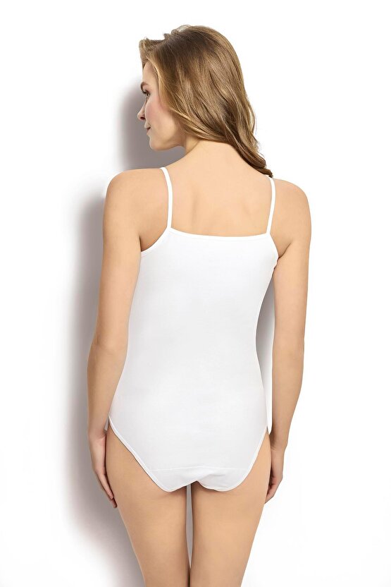 Beyaz Kadın Ip Askılı Zıbın 502