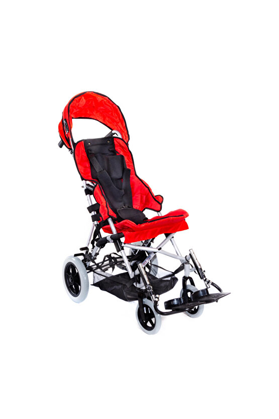 Pediatrik Baston Puset Kırmızı|Alüminyum Şase,Katlanır Kasa,Quick Release Teker DM-BOSS