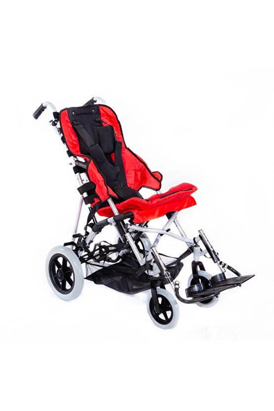 Pediatrik Baston Puset Kırmızı|Alüminyum Şase,Katlanır Kasa,Quick Release Teker DM-BOSS