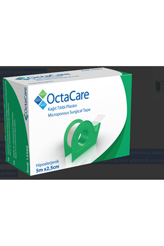 OctaCare Kağıt Tıbbi Plaster 5 m x 2,5 cm	1 Adet (Dispenserli)