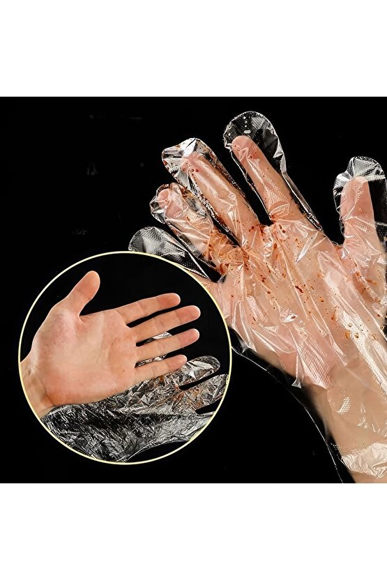100 Adet Tek Kullanımlık Temizlik Pastane Eldiveni Poşet Şeffaf Eldiven Pet Eldiven 1 Paket