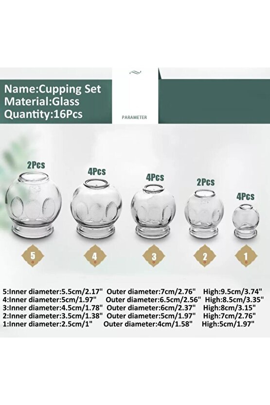 Cam Masaj Kupa Seti 16 Adet 4 Pcs 1
