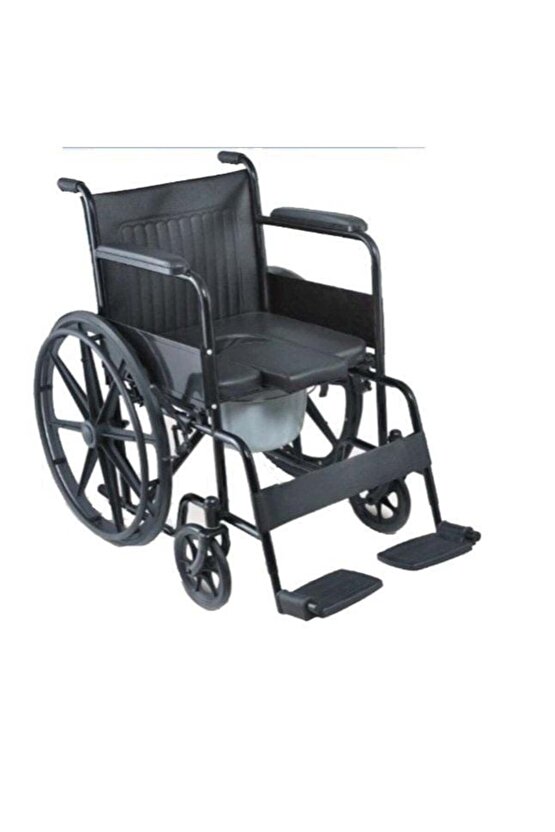 Klasik Tekerlekli Sandalye Siyah Hasta Tuvaleti