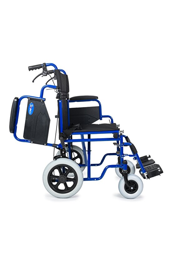 Transfer Tekerlekli Sandalye Lacivert | Mini Yapı, Refakatçi Frenli, Çelik Şase DM-327