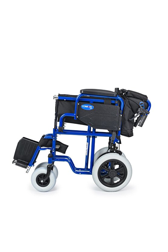 Transfer Tekerlekli Sandalye Lacivert | Mini Yapı, Refakatçi Frenli, Çelik Şase DM-327