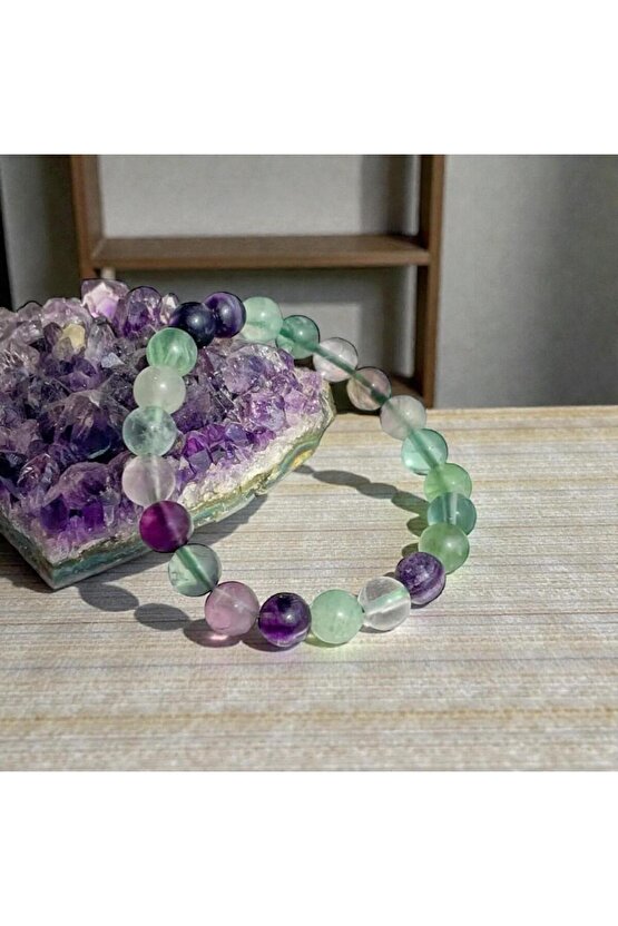 SERTİFİKALI FLORİT DOĞAL TAŞ BİLEKLİK 8 MM